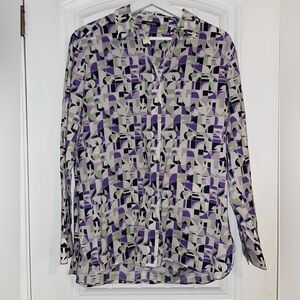 Geometric Patterned Purple Blouse